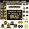 2026 Graduation Decorations - Black and Gold Graduation Decorations Set Congrats Grad Banner & Backdrop, Porch Sign, Hanging Swirls, Balloons, Honeycomb Centerpieces for Congrats Grad Party Decorations